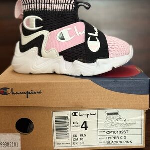 Champion Black and Pink Sneakers with Velcro Closure